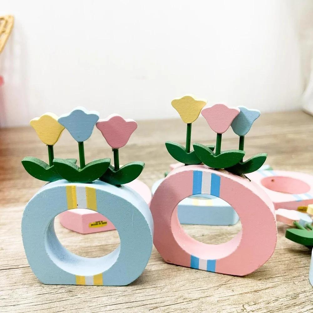 Vintage Tulip Napkin Rings - Pastel Set of 6